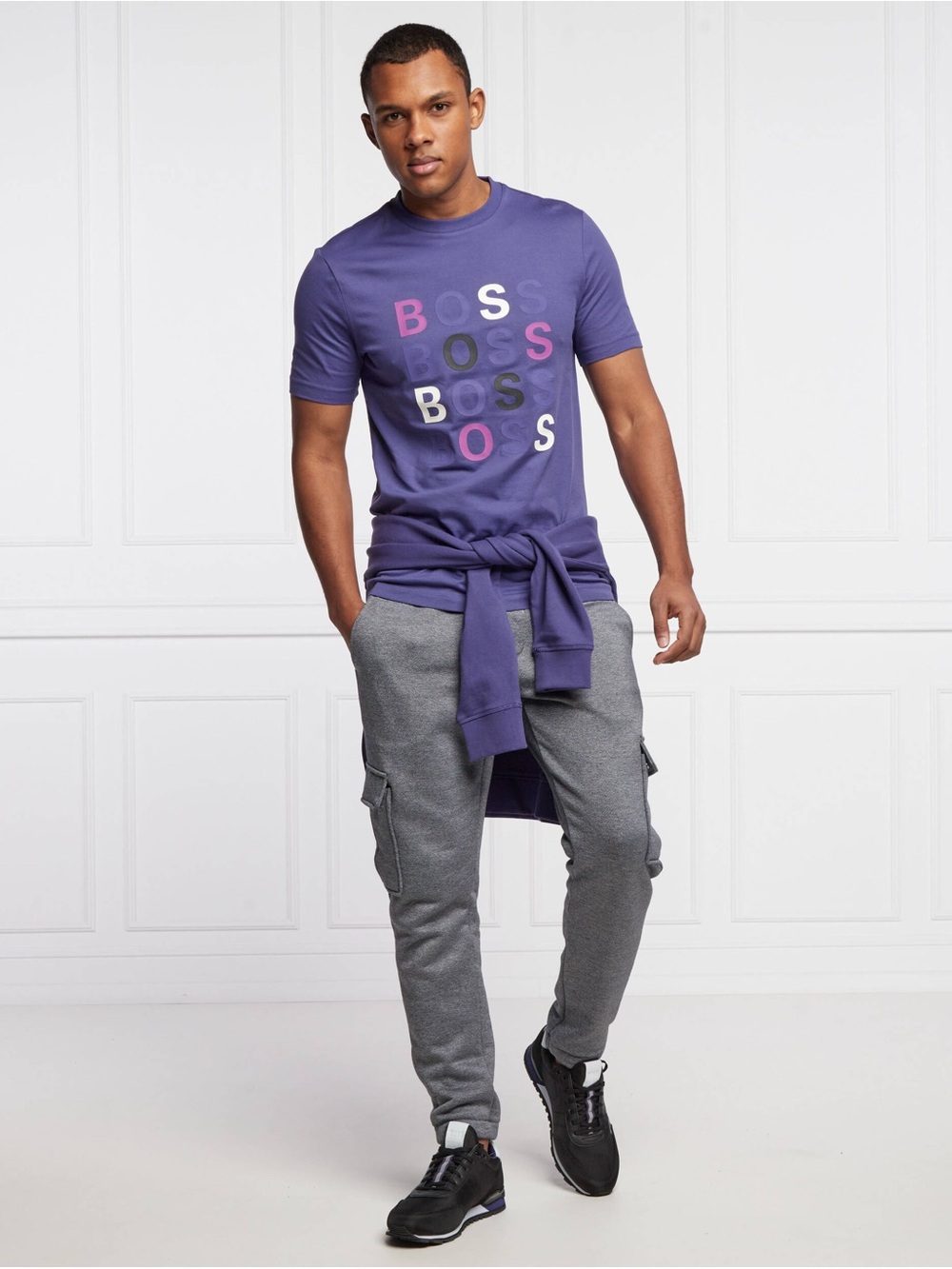 Boss Purple Logo Short Sleeve Crew Neck Tee